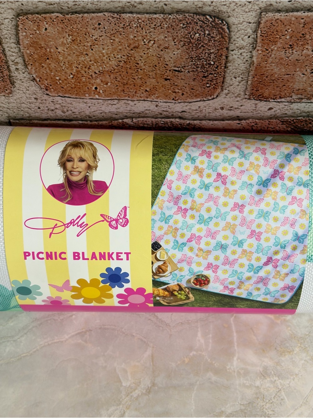 Dolly Parton Picnic Blanket - Pastel Butterfly Print